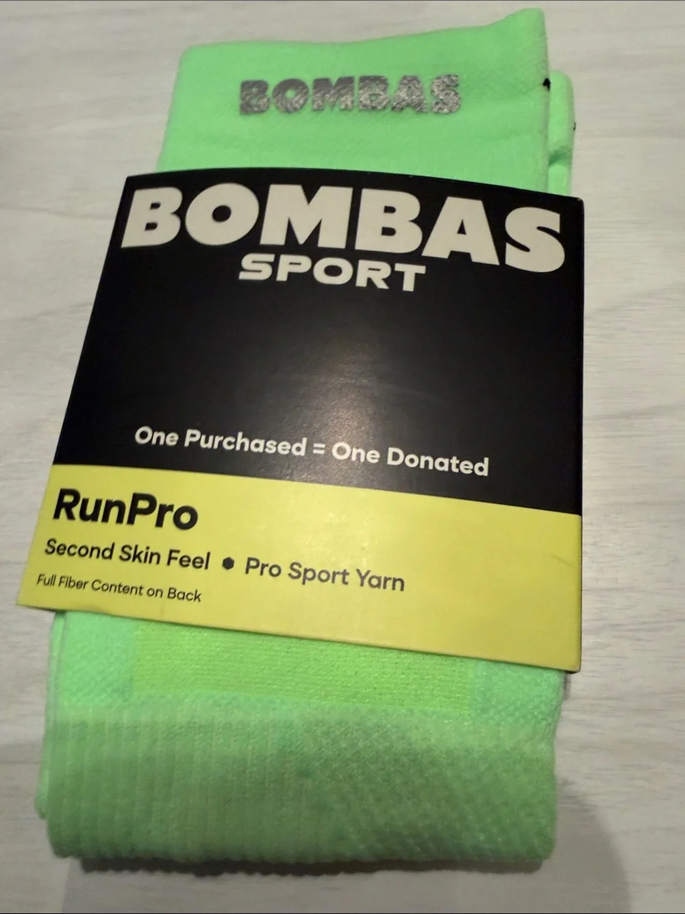 Bombas RunPro Athletic Socks - Lime, White, Black - 3 Pack